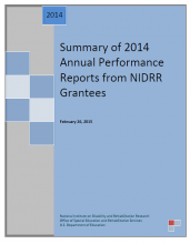 Summary of 2014 Annual Performance Reports from NIDRR Grantees front cover
