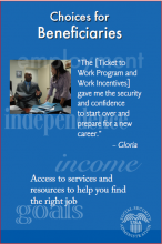 Poster featuring Gloria, a Ticket to Work ticket holder