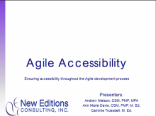 Title Slide - Agile Accessibility - Ensuring accessibility throughout the Agile development process